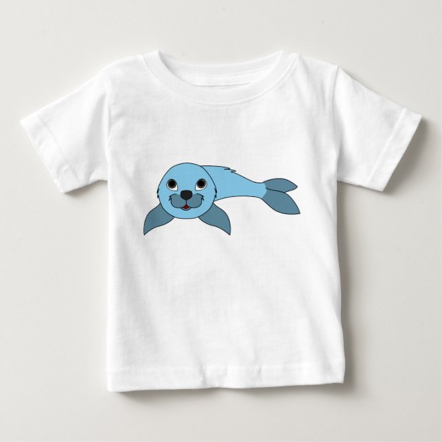 Camiseta Luz - selo de bebê azul (Frente)