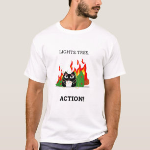 Camiseta Luzes. Árvore. Ação! - Feliz Natal para Gatos