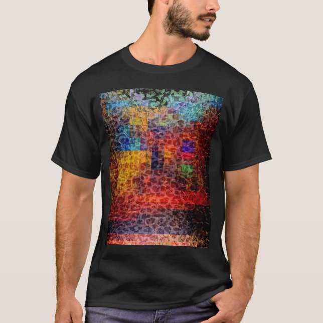 Camiseta Luzes da cidade de pintura abstrato (Frente)