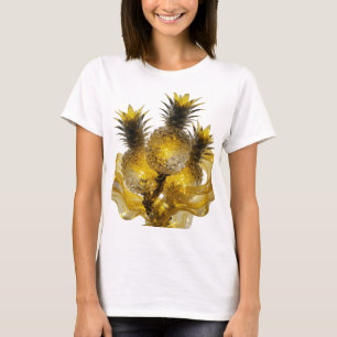 Camiseta Luzes de Abacaxi Dourado Prateado Elegante
