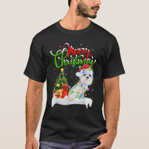 Camiseta Luzes de árvore de Natal Chapéu de Papai Noel Cach
