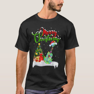 Camiseta Luzes de árvore de Natal Chapéu de Papai Noel Musi