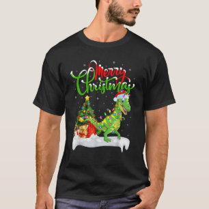 Camiseta Luzes de Árvore de Natal Chapéu de Papai Noel T Re