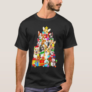 Camiseta Luzes de árvore de Natal Corgi Cachorro Corgi