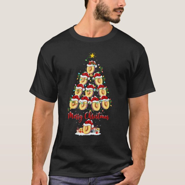 Camiseta Luzes de Árvore de Natal de Ameixa Santa Ameixa Na (Frente)