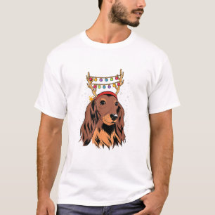 Camiseta Luzes de Árvore de Natal de Reinador de Cabelo Lon