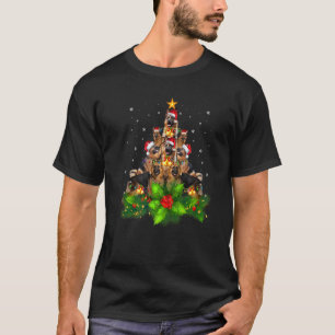 Camiseta Luzes de árvore de Natal do cão pastor alemão Chap