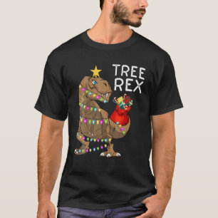 Camiseta Luzes de Árvore de Natal do Dinossauro de Árvore