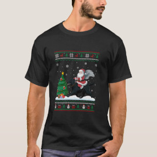 Camiseta Luzes de árvore de Natal feias Papais noeis montan