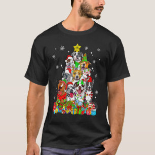 Camiseta Luzes de árvore de Natal Pitbull Dog Pijama de Nat