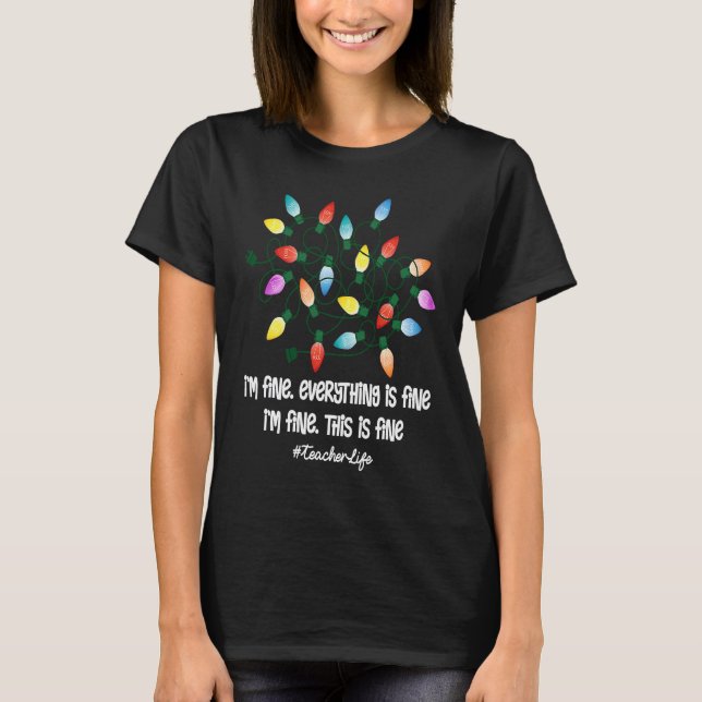 Camiseta Luzes de Árvore de Natal Vida de Professor (Frente)
