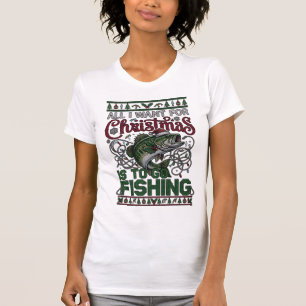 Camiseta Luzes de Chapéu de Papai Noel de Peixe de Natal Vá