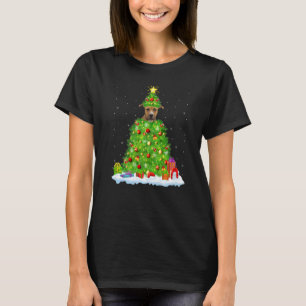 Camiseta Luzes de Decoração de Natal Santa Bull Terrier Cão