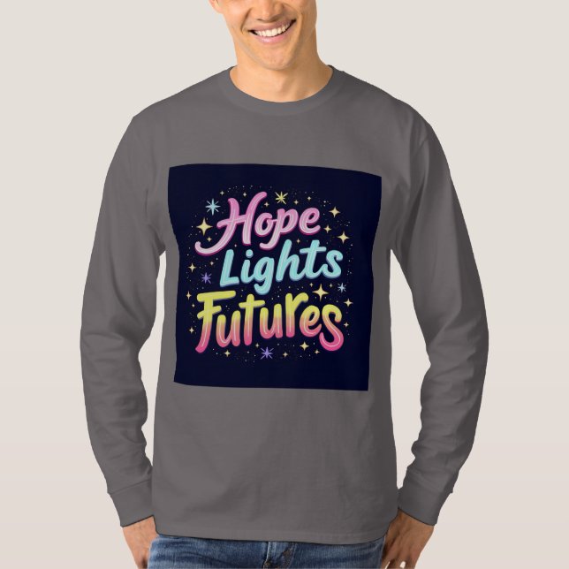 Camiseta Luzes de esperança - Capa futurística e vibrante (Frente)