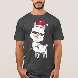 Camiseta Luzes de Fada de Natal Llama, Luzes de Fada de Fam