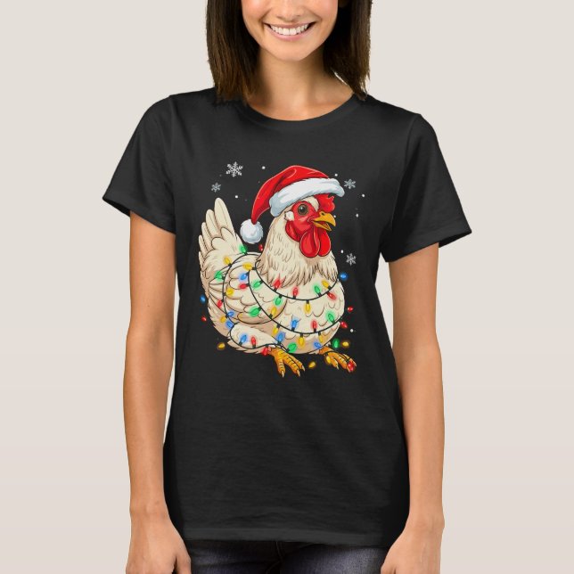 Camiseta Luzes de Fazenda de Frango de Natal Xmas  (Frente)