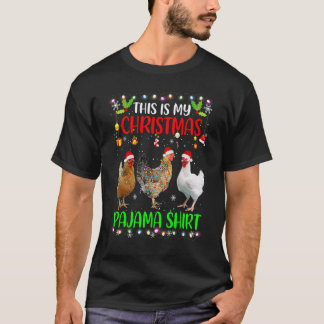 Camiseta Luzes de Galinha com Chapéu de Papai Noel Este É