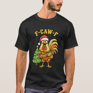 Camiseta Luzes de Galinha de Natal Engraçadas Chapéu de Pap