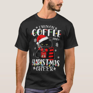 Camiseta Luzes de gato preto que eu uso no café e no Natal