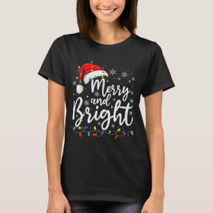 Camiseta Luzes De Natal Alegres E Brilhantes Papai Noel Hom