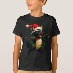 Camiseta Luzes de Natal Árvore Honey Badger Papai Noel Hone