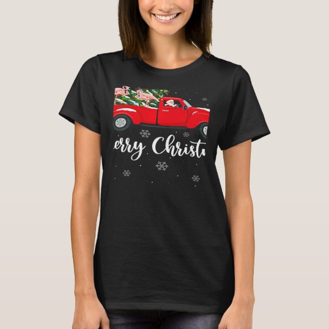 Camiseta Luzes de Natal Árvore Papai Noel Fride Flamingo Ca (Frente)
