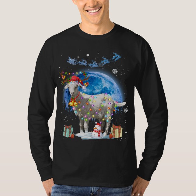 Camiseta Luzes de Natal azul Luz de lua azul Papais noeis d (Frente)