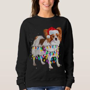 Camiseta Luzes de Natal bonitas Papillon Cachorro Bonito pr