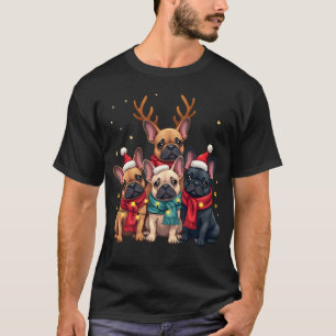 Camiseta Luzes de Natal Bulldogs Franceses Cachorro Xmas Fr