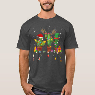 Camiseta Luzes de Natal Cactus Lover Engraçado Xmas Pajama