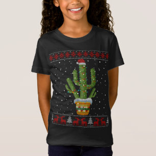 Camiseta Luzes de Natal Cactus Sobrevivem Engraçada Xmas Fe