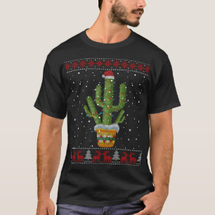 Camiseta Luzes de Natal Cactus Sobrevivem Engraçada Xmas Fe