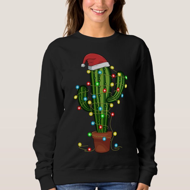 Camiseta Luzes de Natal Cactus Sobrevivem Engraçada Xmas Pr (Frente)