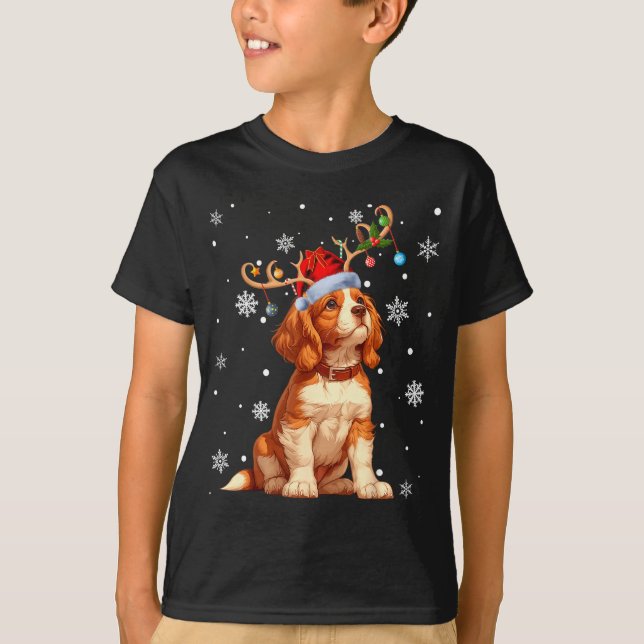 Camiseta Luzes de Natal Cavalier King Charles Spaniel Xma (Frente)