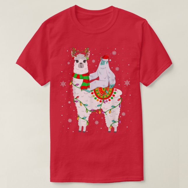 Camiseta Luzes de Natal de Amante Yeti Papai Noel Yati Mont (Frente do Design)