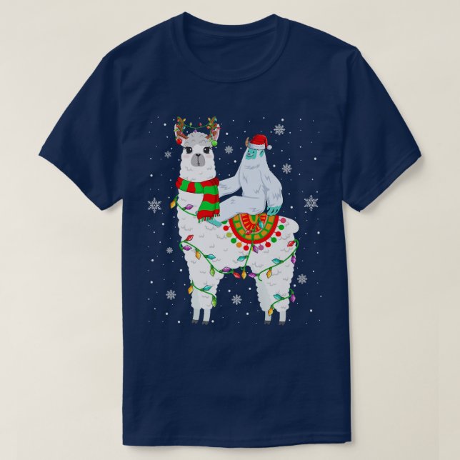 Camiseta Luzes de Natal de Amante Yeti Papai Noel Yati Mont (Frente do Design)