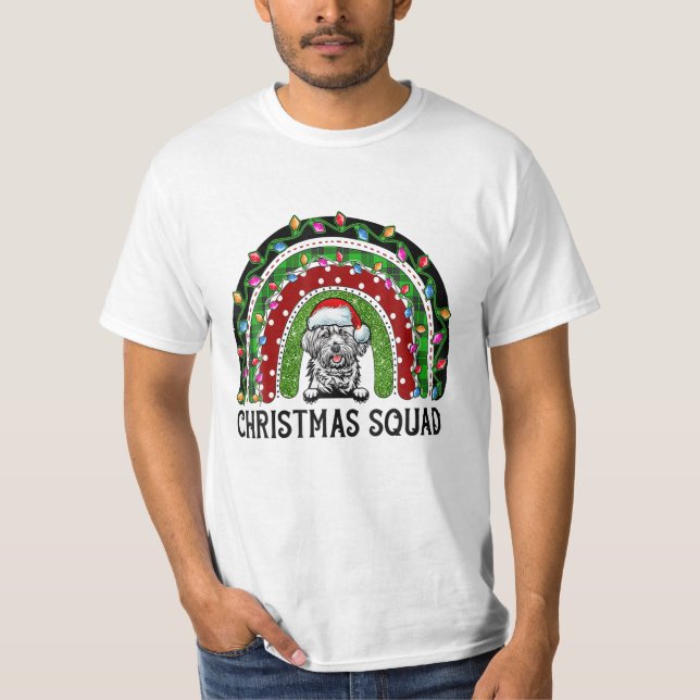 Camiseta Luzes de Natal de Árvore de Cachorro Apso (Frente)