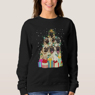 Camiseta Luzes De Natal De Árvore De Natal De Pug Cachorro 