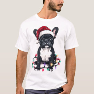 Camiseta Luzes de Natal de Bulldog Francês Presentes de Cac