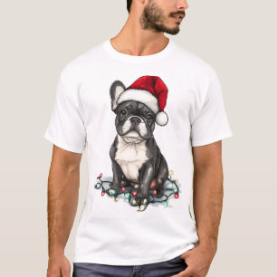Camiseta Luzes de Natal de Bulldog Francês Presentes de Cac