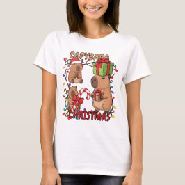 Camiseta Luzes de Natal de Capivara Fofa Festa Festiva