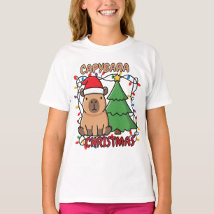Camiseta Luzes de Natal de Capivara Fofa para Festa