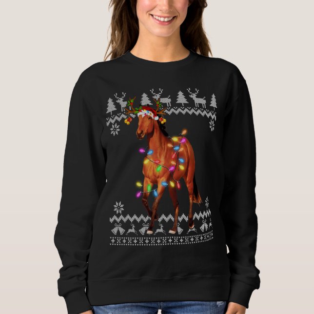 Camiseta Luzes de Natal de Cavalo   Enfeite de Natal (Frente)