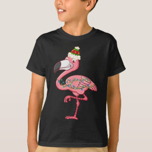 Camiseta Luzes de Natal de Flamingo Exótico Havaiano no Nat