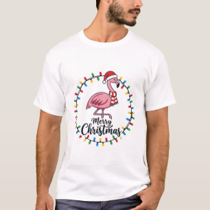 Camiseta Luzes de Natal de Flamingo Feriado