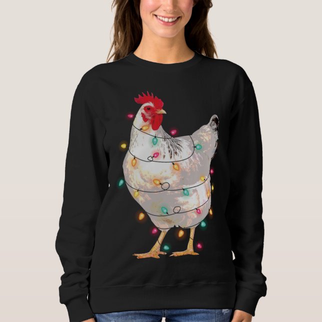 Camiseta Luzes De Natal De Frango Com Santa Hat Engraçada P (Frente)