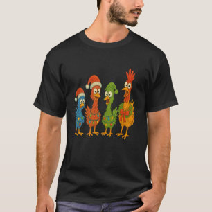 Camiseta Luzes de Natal de Frango Engraçado Fazenda Animal
