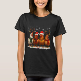 Camiseta Luzes de Natal de Frango Engraçado Fazenda Animal