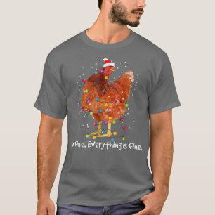 Camiseta Luzes de Natal de frango Estou bem Está tudo bem