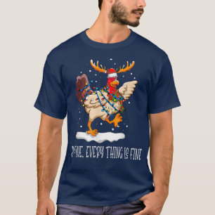 Camiseta Luzes de Natal de frango Estou bem Está tudo bem